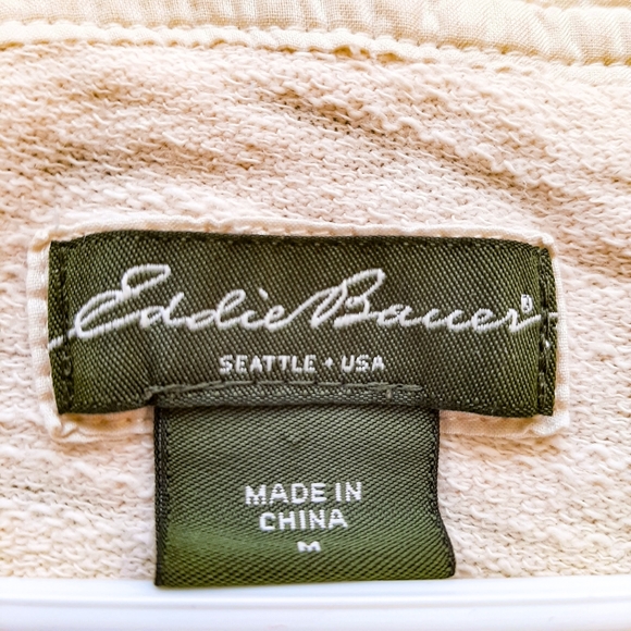 Eddie Bauer Beige Long Cardigan Cotton ruffle raw hem medium - Picture 3 of 7